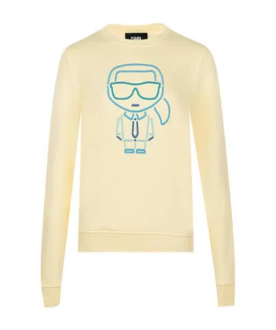 Karl Lagerfeld Embroidery Velvet Pullover In Nude