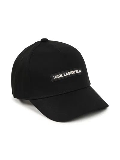 Karl Lagerfeld Kids' Essential Embroidered-logo Cap In Black