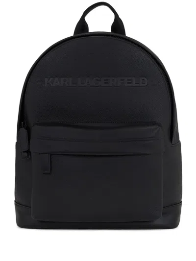 Karl Lagerfeld Essential Leather Backpack In 999 Black