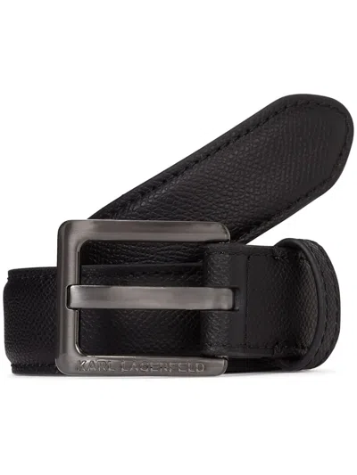 Karl Lagerfeld Essential Leather Belt In Black