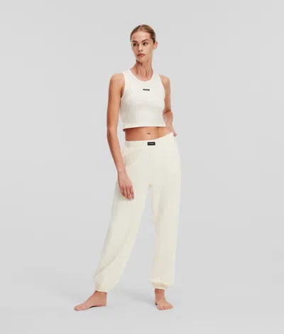 Karl Lagerfeld Essential Logo Cuffed Loungewear Joggers In Neutral