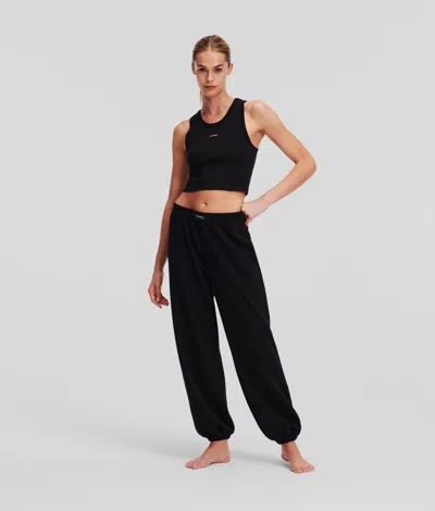Karl Lagerfeld Essential Logo Cuffed Loungewear Joggers In Black
