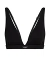 Karl Lagerfeld Essential-logo Plunge Bralette In 999 Black