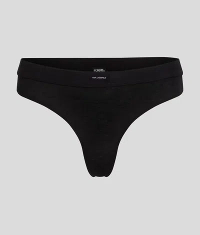 Karl Lagerfeld Essential Logo Thong In Black