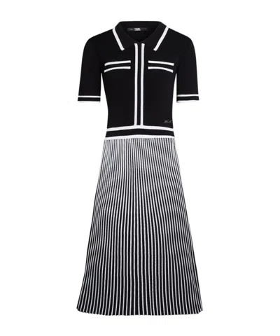 KARL LAGERFELD ESSENTIAL PLEATED KNITTED DRESS