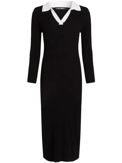Karl Lagerfeld Essential Polo Dress In Black