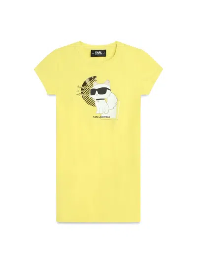 Karl Lagerfeld Kids' Choupette-print Jersey Minidress In Yellow