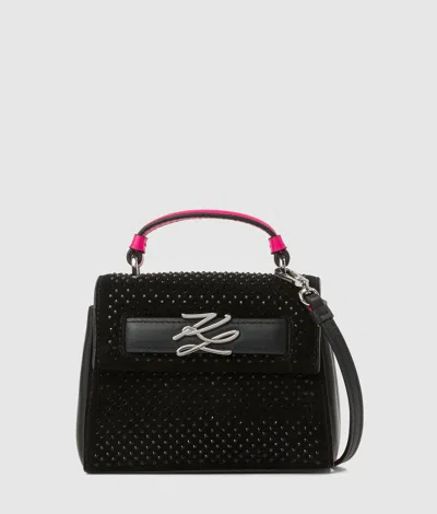 Karl Lagerfeld Exclusive K/autograph Rhinestone Nano Bag In Black