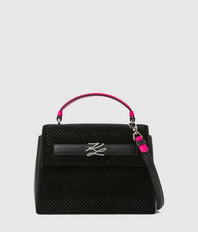 Karl Lagerfeld Exclusive K/autograph Rhinestone Top-handle Bag In Black
