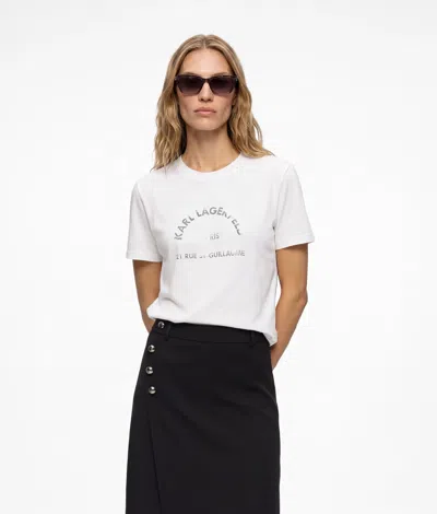 Karl Lagerfeld Exclusive Rue St-guillaume Rhinestone T-shirt In White