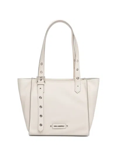 Karl Lagerfeld Eyelet-embellished Buckle-strap Tote Bag In Neutral