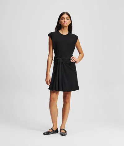 Karl Lagerfeld Fabric Mix Dress In Black