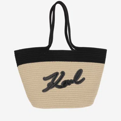 Karl Lagerfeld Fabric Tote Bag With Logo In Black