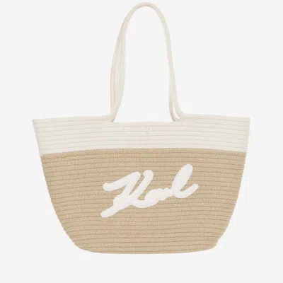 Karl Lagerfeld Fabric Tote Bag With Logo In White