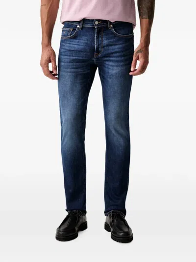 Karl Lagerfeld Faded Slim-fit Jeans In Blue