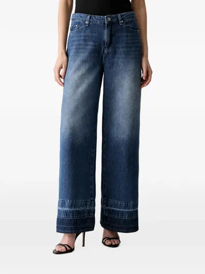 Karl Lagerfeld Faded Wide-leg Jeans In Blue