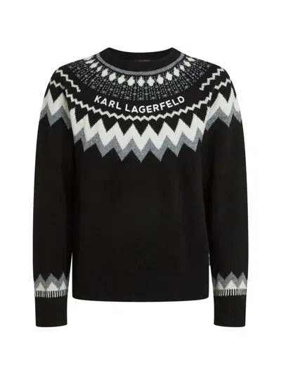 Karl Lagerfeld Fair Isle Knitted Sweater In Black