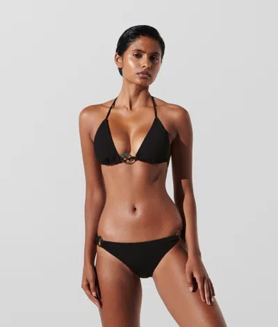 Karl Lagerfeld Fan Charm Triangle Bikini Top In Black