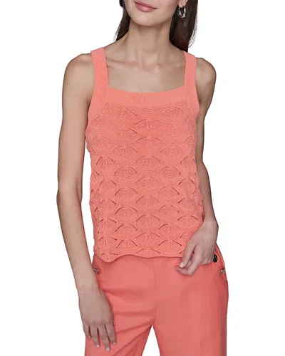 Karl Lagerfeld Fan Detail Sweater Tank Top In Orange