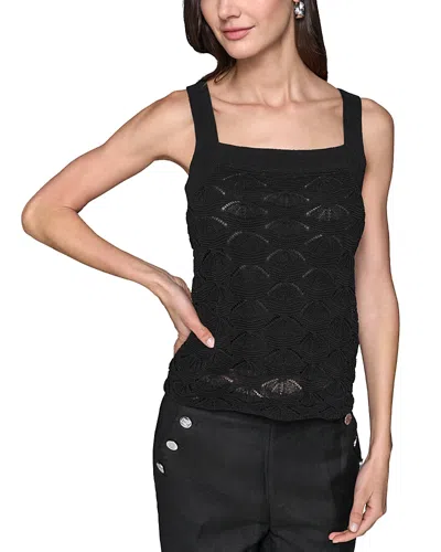 Karl Lagerfeld Fan Detail Sweater Tank Top In Black
