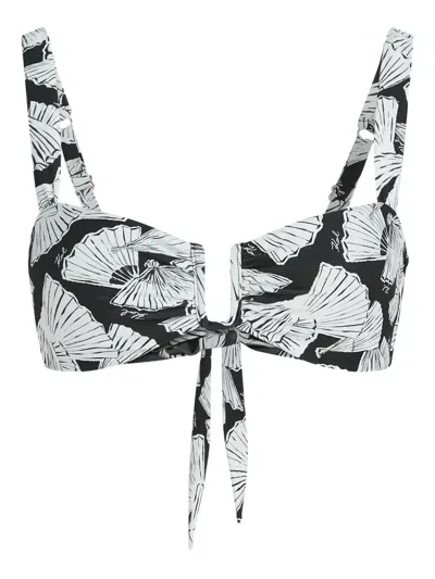Karl Lagerfeld Fan-print Bikini Top In Multi