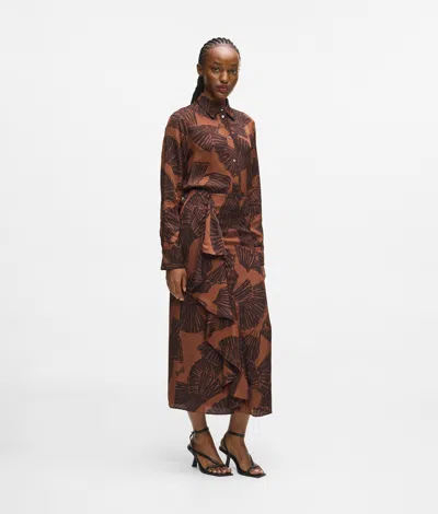 Karl Lagerfeld Fan Print Skirt In Brown