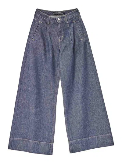 Karl Lagerfeld Fashion Wide Leg Denim In Blue