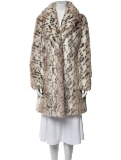 Pre-owned Karl Lagerfeld Faux Fur Animal Print Faux Fur Coat In Neutral