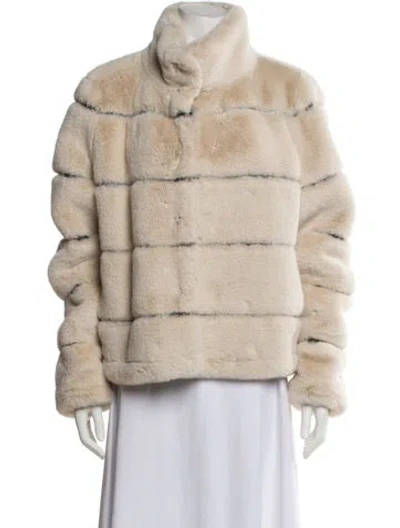 Pre-owned Karl Lagerfeld Faux Fur Coat In Neutral