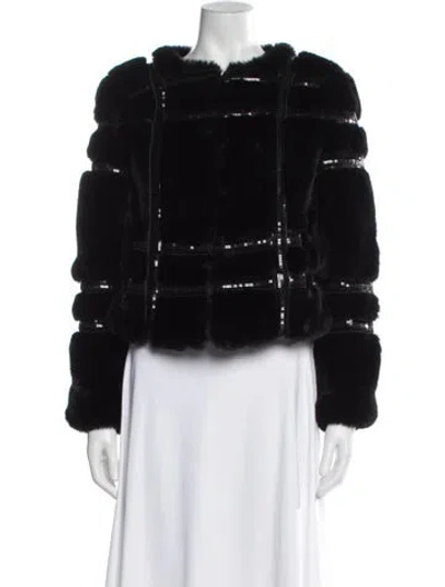 Pre-owned Karl Lagerfeld Faux Fur Jacket In Black
