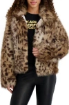 Karl Lagerfeld Faux Fur Jacket In Brown