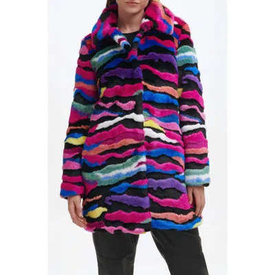 Karl Lagerfeld Faux Fur Jacket In Multi