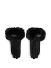Karl Lagerfeld Faux-fur Leather Gloves In Black