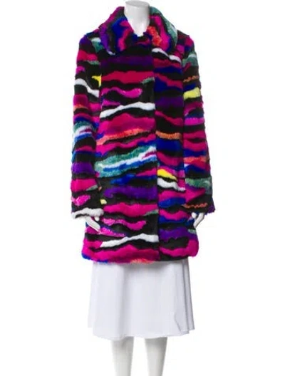 Pre-owned Karl Lagerfeld Faux Fur Printed Faux Fur Coat In Multi