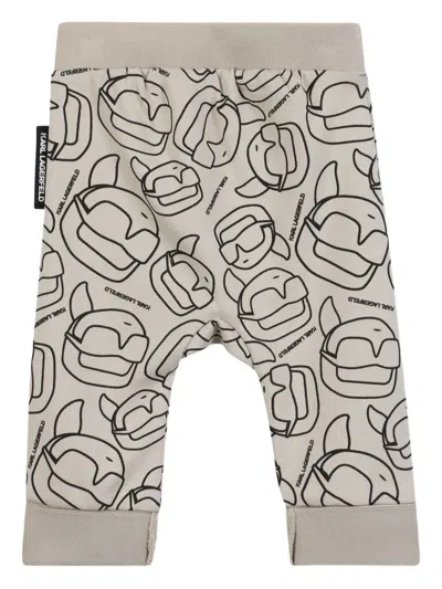 Karl Lagerfeld Babies' Faux-fur Sweatshirt And Patterned Trousers Set In Gray