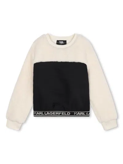 Karl Lagerfeld Kids' Faux Fur Sweatshirt In Black