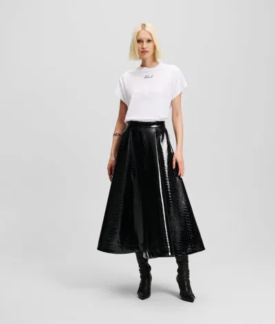 Karl Lagerfeld Faux-leather A-line Skirt In Blue