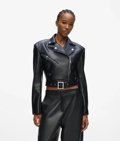 Karl Lagerfeld Faux Leather Biker Jacket In Black