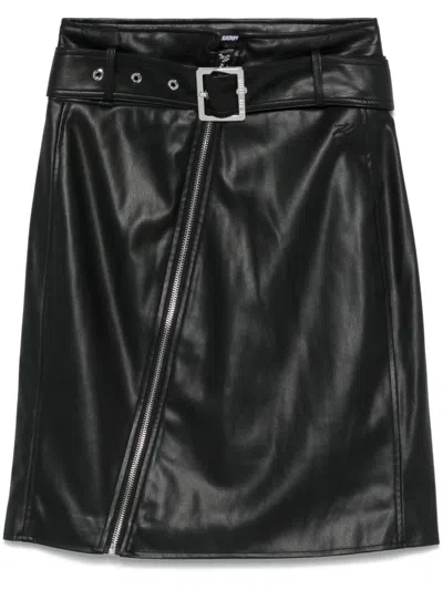 Karl Lagerfeld Faux-leather Biker Skirt In Black