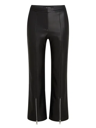 Karl Lagerfeld Cropped-hose Aus Faux-leder In Black