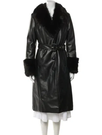 Pre-owned Karl Lagerfeld Faux Leather Faux Fur Coat W/ Tags In Black