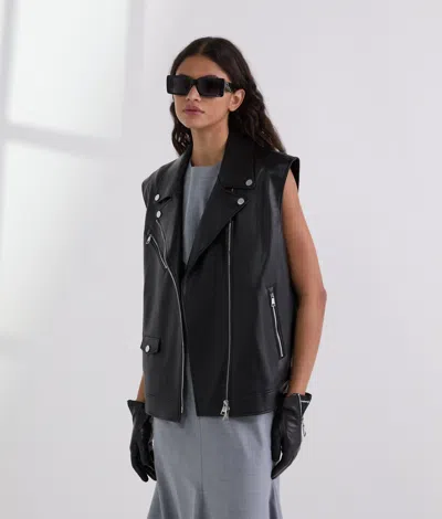 KARL LAGERFELD FAUX-LEATHER GILET
