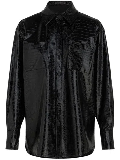 Karl Lagerfeld Faux-leather Shirt In Black