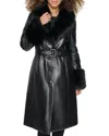 Karl Lagerfeld Faux Leather Trench Coat In Black