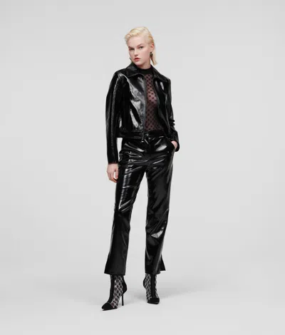 Karl Lagerfeld Faux Patent Leather Trousers In Black
