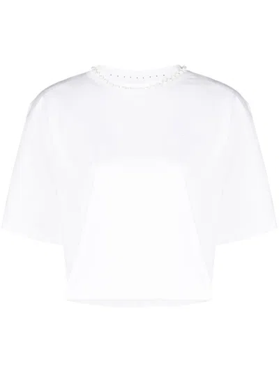 Karl Lagerfeld Faux-pearl-embellished Padded T-shirt In White