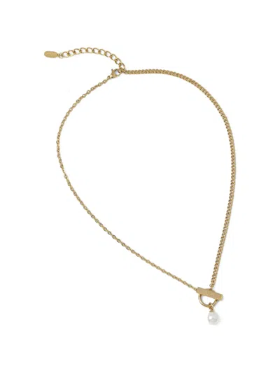 Karl Lagerfeld Faux-pearl Pendant Necklace In Gold