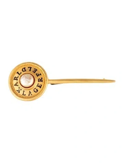 Pre-owned Karl Lagerfeld Faux Pearl Vintage Xl Pin Brooch In Multicolor