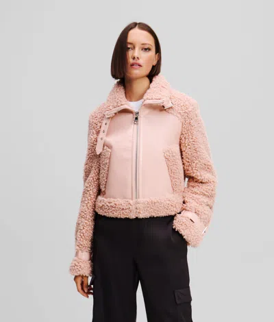 Karl Lagerfeld Faux-shearling Jacket In Pink
