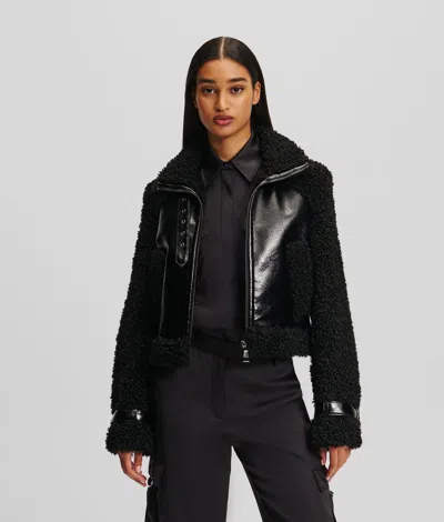 Karl Lagerfeld Faux-shearling Jacket In Black